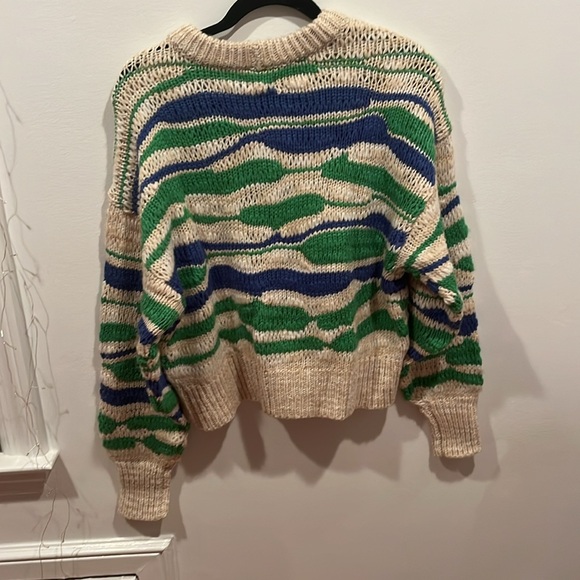 Aerie sweater size small blue green white and tan - Picture 2 of 5